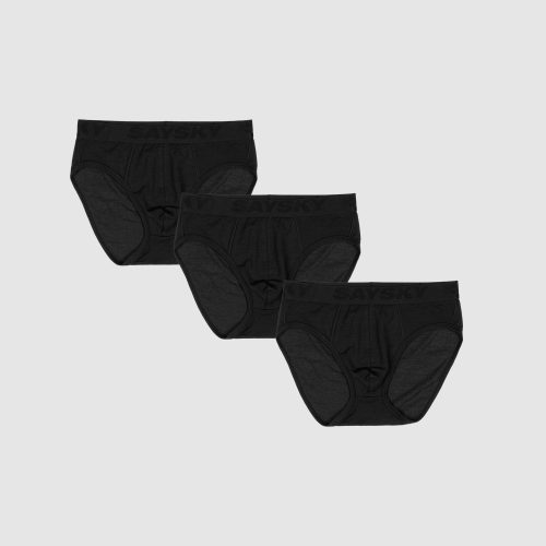 SAYSKY 3-Pack Merino Base 180 Briefs UNDERWEAR BLACK